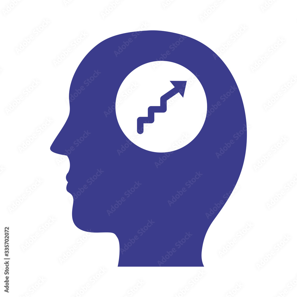 profile with arrow up mental health silhouette style icon profile with arrow up mental health silhouette style icon