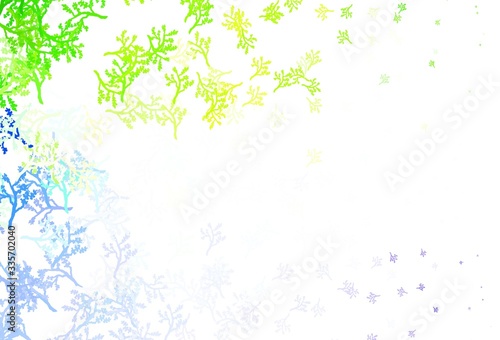Light Pink, Green vector doodle background with branches.