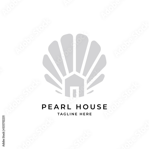 Pearl house illustration symbol logo design vector template
