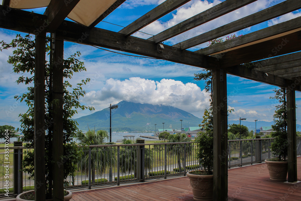 landscape of acting volcano in kagoshima japan daytime summer sunny clouds landscape of acting volcano in kagoshima japan daytime summer sunny clouds
