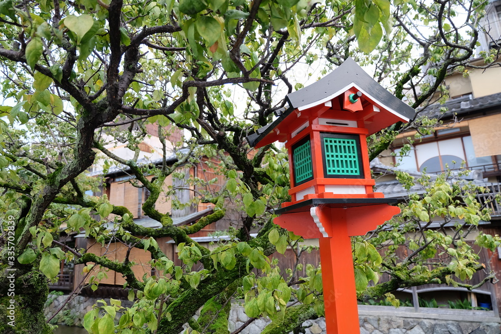 red lantern in the park at Gion, Kyoto red lantern in the park at Gion, Kyoto