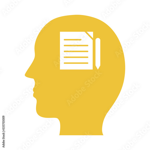 profile with paper and pencil mental health silhouette style icon