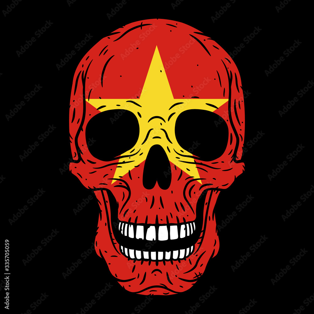 Human skull with the flag of Vietnam isolated on black background. Human skull with the flag of Vietnam isolated on black background.