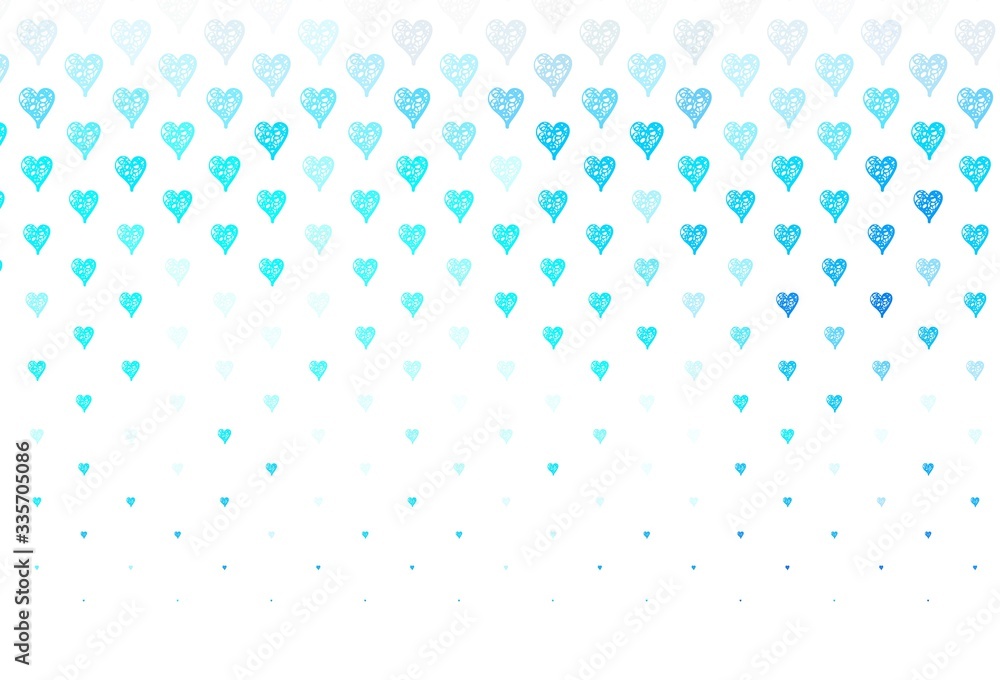 Light BLUE vector texture with lovely hearts. Light BLUE vector texture with lovely hearts.
