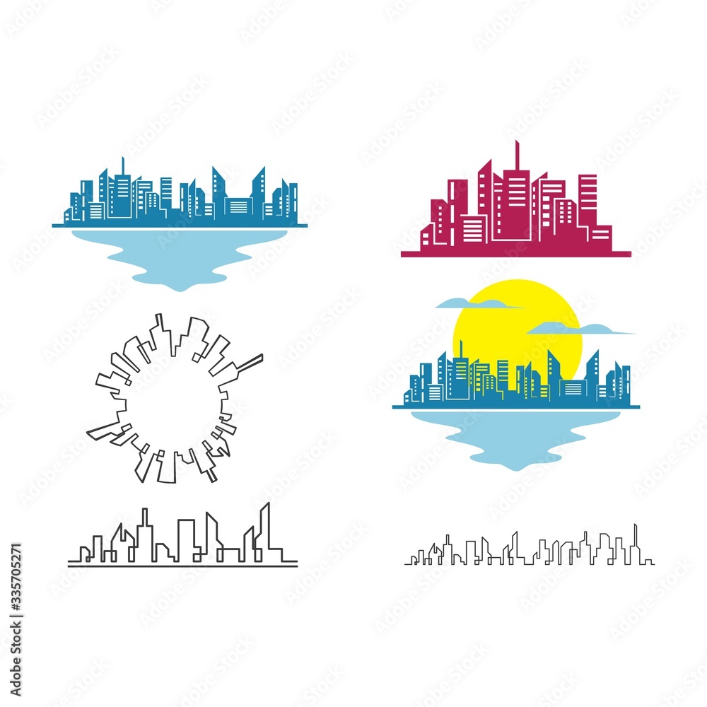 real estate modern city building vector template