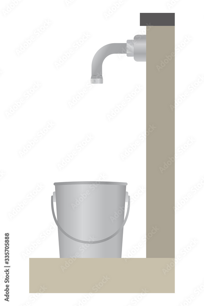Pump water into a bucket from faucet. Pump water into a bucket from faucet.