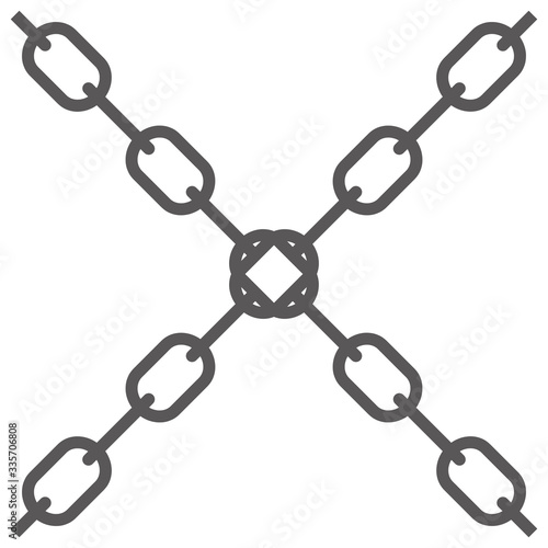 Crossed chain isolated vector illustration.