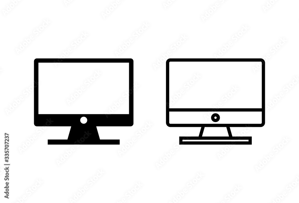 Computer icons set on white background. PC Icon vector. Computer monitor icon. Flat PC symbol Computer icons set on white background. PC Icon vector. Computer monitor icon. Flat PC symbol