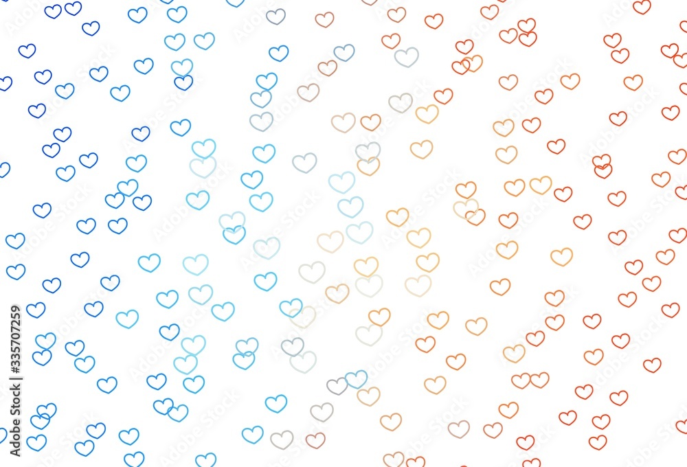 Light Blue, Yellow vector backdrop with sweet hearts.