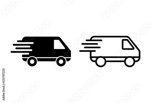 Delivery Icons set on white background. Fast Delivery Icon. Fast shipping delivery truck. Truck icon delivery