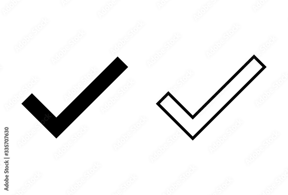 Check icons set on white background. check mark icon. check list button icon. Tick Check icons set on white background. check mark icon. check list button icon. Tick