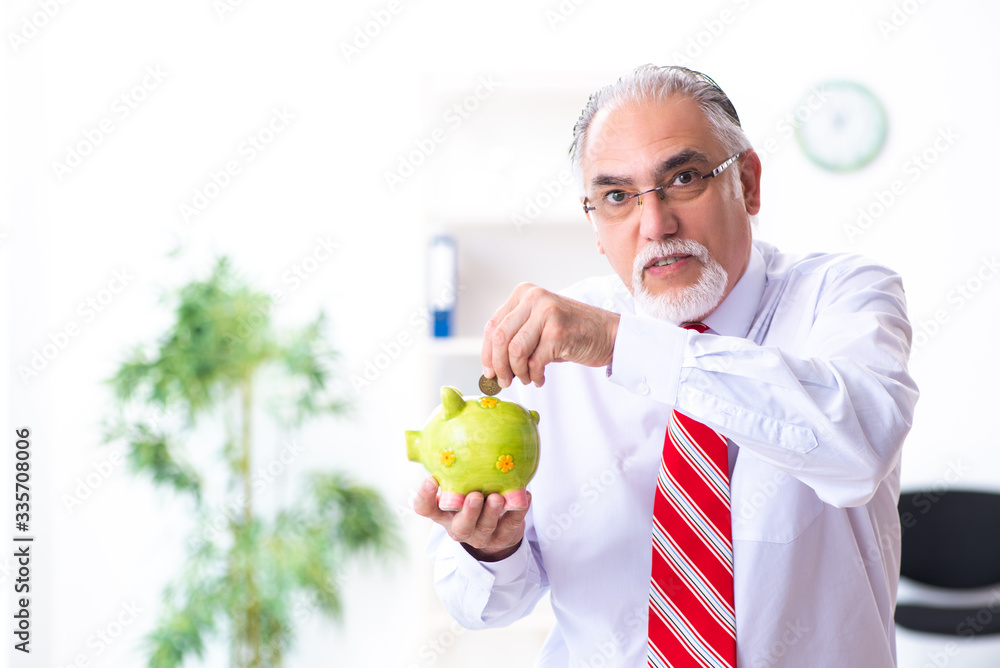 Old male accountant in budget planning concept Old male accountant in budget planning concept