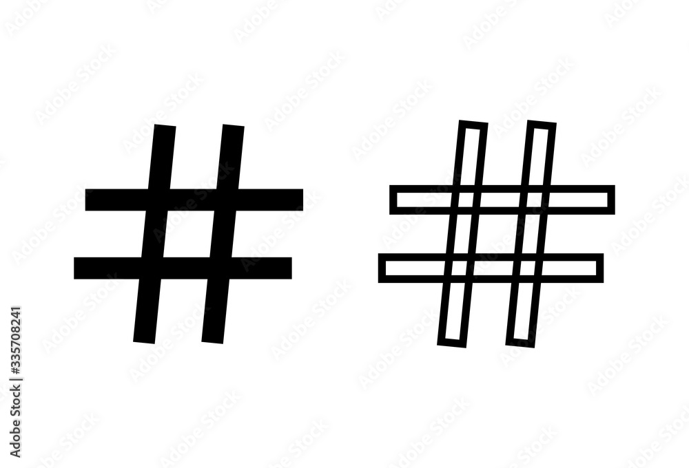 Obraz premium Hashtag icons set on white background. black hashtag icon