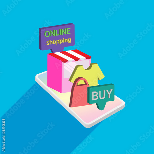 Shopping Online on Mobile Application or Website, Business and Digital marketing concept, E-Commerce Phone Internet banner templates, Vector illustration design,