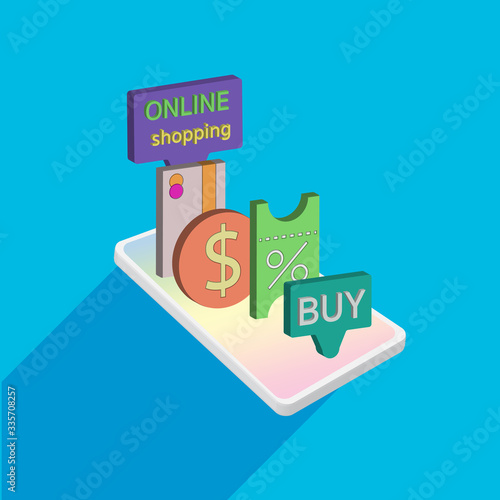 Shopping Online on Mobile Application or Website, Business and Digital marketing concept, E-Commerce Phone Internet banner templates, Vector illustration design,