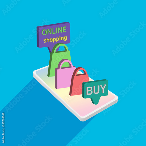 Shopping Online on Mobile Application or Website, Business and Digital marketing concept, E-Commerce Phone Internet banner templates, Vector illustration design,