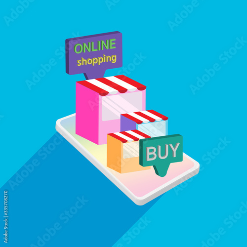 Shopping Online on Mobile Application or Website, Business and Digital marketing concept, E-Commerce Phone Internet banner templates, Vector illustration design,