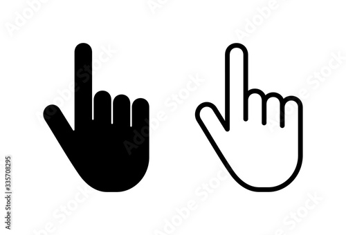 Hand cursor icons set on white background. Hand click icon. Finger pointer isolated vector