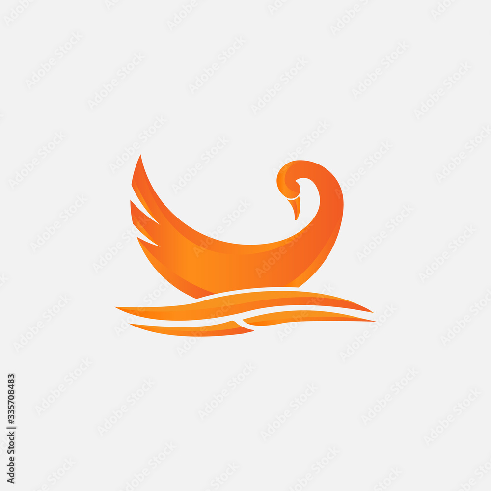 Obraz premium fashion, luxury, elegant, company, identity, salon, care, lake, spa, cosmetic, beautiful, swan, black, shape, circle, wings, emblem, goose, style, beauty, duckling, wild, illustration, animal, waterfo