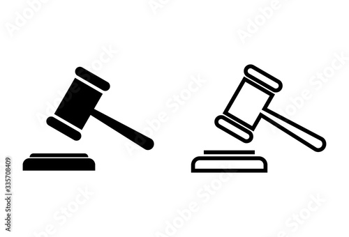 Gavel icons set on white background. Hammer icon vector. Judge Gavel Auction Icon Vector. Bid