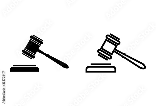 Gavel icons set on white background. Hammer icon vector. Judge Gavel Auction Icon Vector. Bid