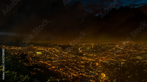 city sunset over the field