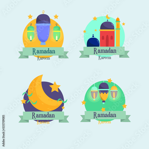 ramadan kareem flat design badges set