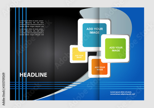 Vector empty tri-fold brochure print template design, trifold bright booklet or flyer
