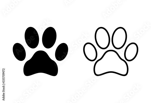 Paw icons set on white background. Paw Print icon