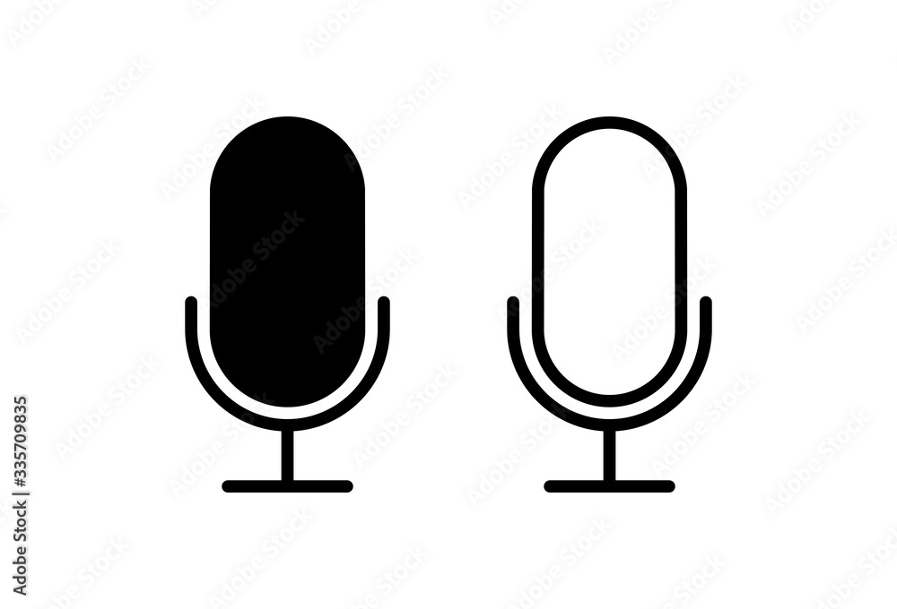 Microphone Icons set on white background. Mic sign. Karaoke microphone icon. Broadcast mic sign Microphone Icons set on white background. Mic sign. Karaoke microphone icon. Broadcast mic sign