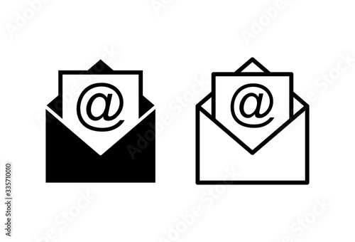 Mail icons set on white background. E-mail icon. Envelope illustration. Message