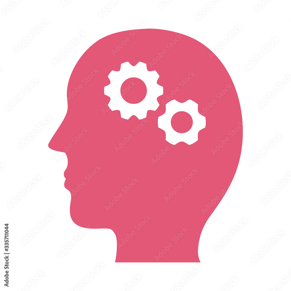 profile with gears mental health silhouette style icon profile with gears mental health silhouette style icon