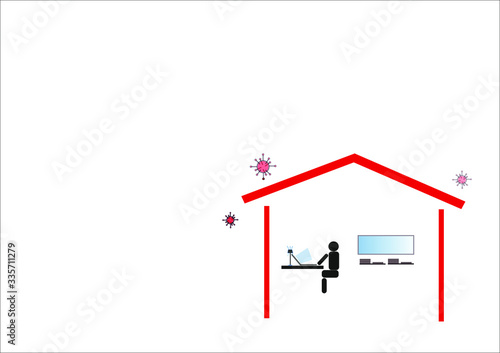 Work from home in COVID-19.Social distancing company allow employee work at home.illustrator.