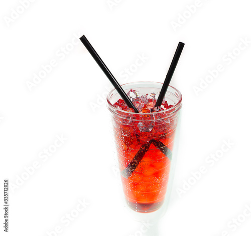 Colorful Kool-aide isolated against a white background