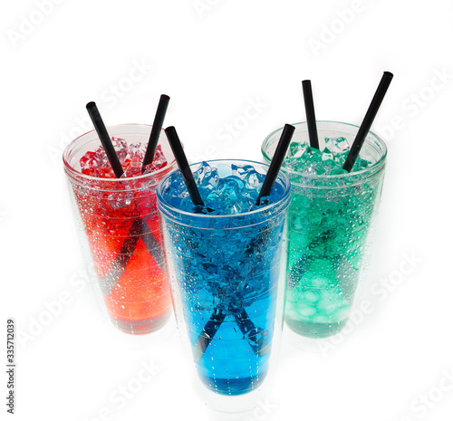 Colorful Kool-aide isolated against a white background