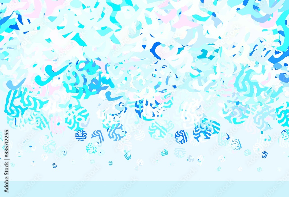 Light BLUE vector template with chaotic shapes.