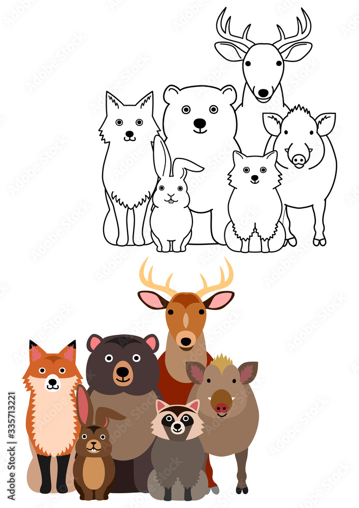 Obraz premium woodland animals group set