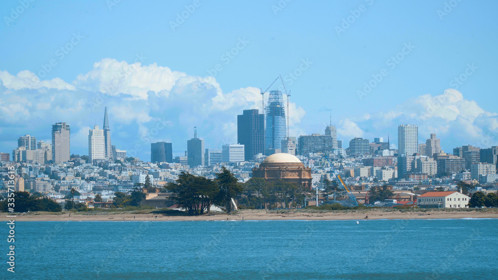 The skyline of San Francisco - view from Golden Gate Bridge