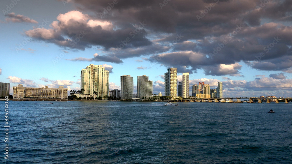 The Skyline of Miami Beach in the afternoon
