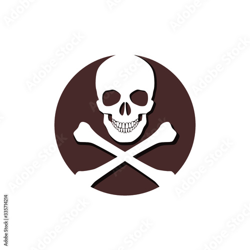Skull and bones glyph icon isolated on white background