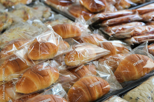 delicious looking several kinds of breads in bakery 