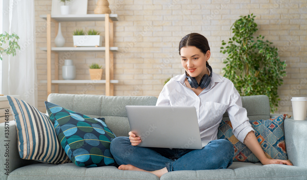 Woman working on a laptop. Woman working on a laptop.