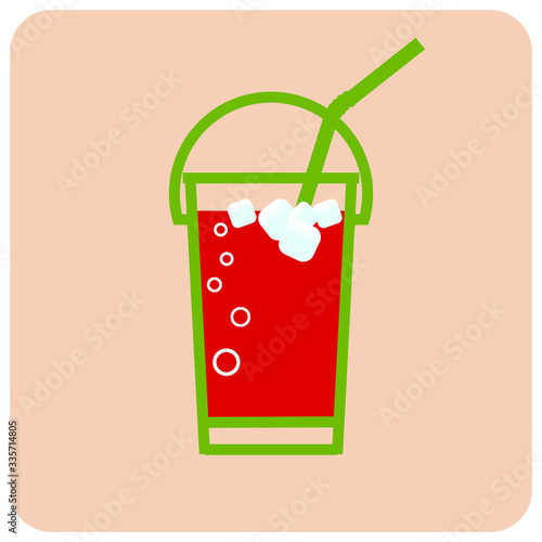 soft drinks and beverage icon, red sparkling italian soda in a plastic glass cup for design, vector and illustration