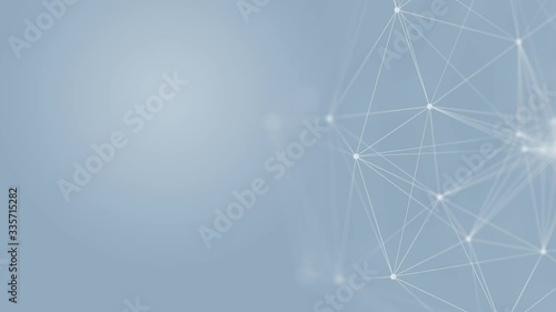 Abstract technology futuristic blue background plexus particle. White glow connection lines and dots. Business Concept. Medical, Science, Communications, Internet, Music, Game. 3d animation. 4K UHD