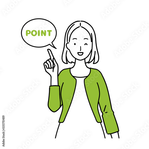 Pregnant woman telling points.