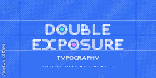 Modern alphabet creative rounded fonts. Typography urban round bold with dot double exposure font. vector illustration