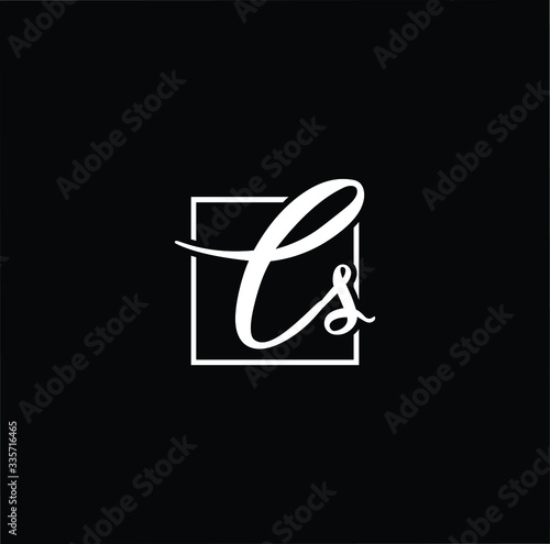 Minimal elegant monogram art logo. Outstanding professional trendy awesome artistic CS SC initial based Alphabet icon logo. Premium Business logo White color on black background