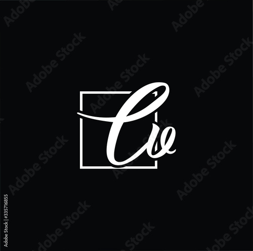 Minimal elegant monogram art logo. Outstanding professional trendy awesome artistic CV VC initial based Alphabet icon logo. Premium Business logo White color on black background