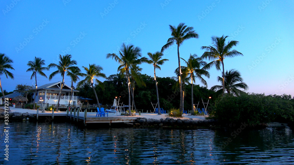 A beautiful bay in the Florida Keys - evening view