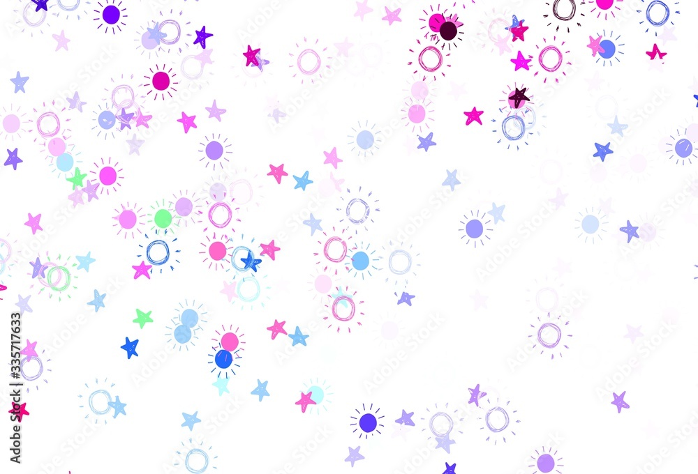 Light Multicolor vector texture with small stars, suns.